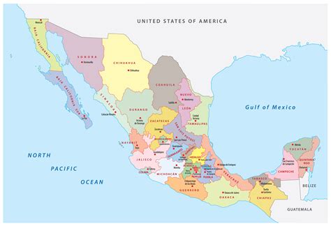 Map of Mexico with states